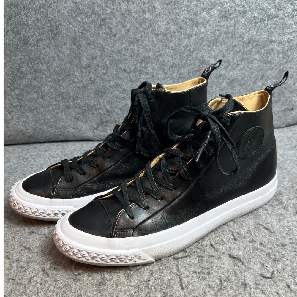 PF Flyers x Todd Snyder Grounder Black Leather High Top Sneakers Mens Size 10.5